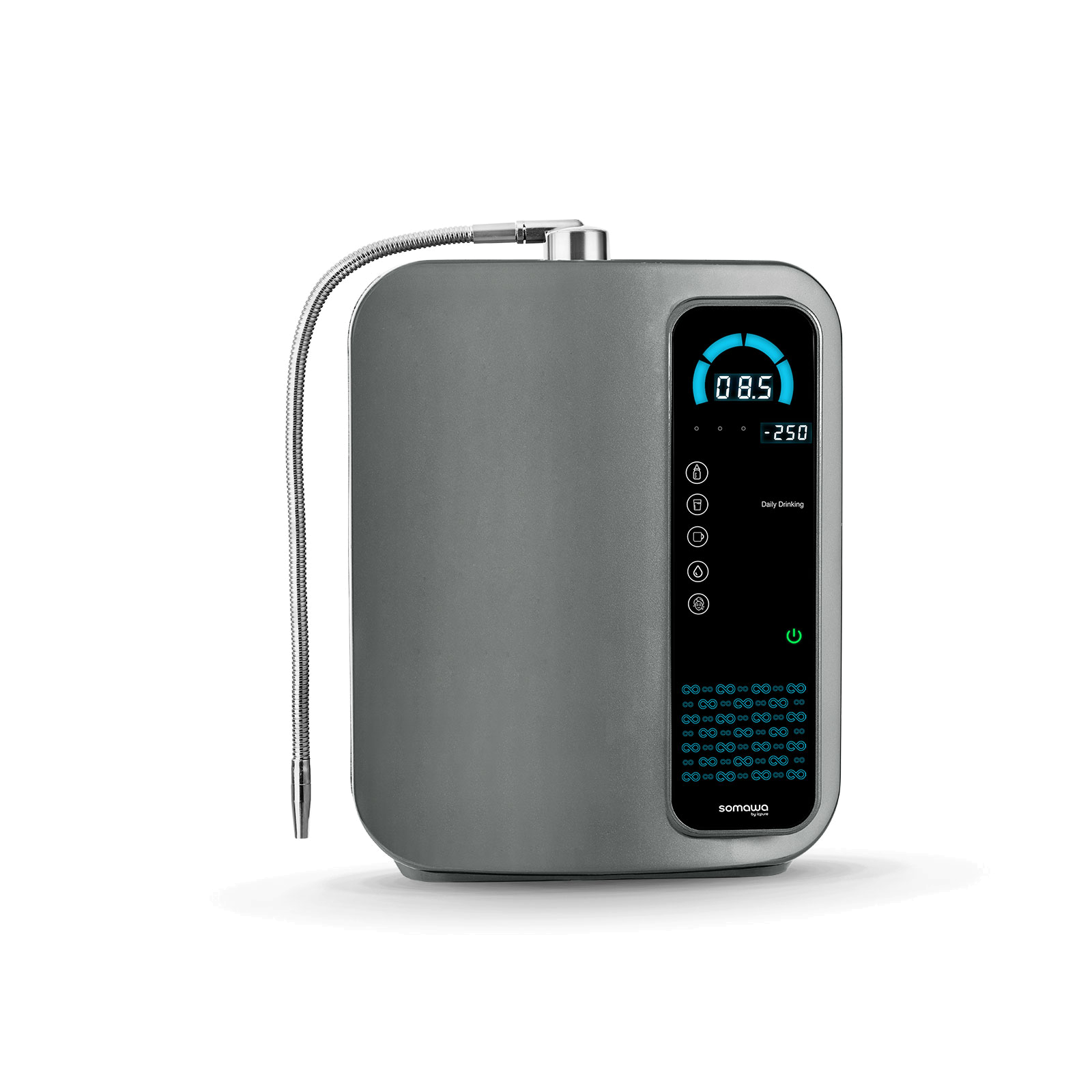 SOMAWA alkaline water ionizer — pH 8.5, ORP minus 250 mV